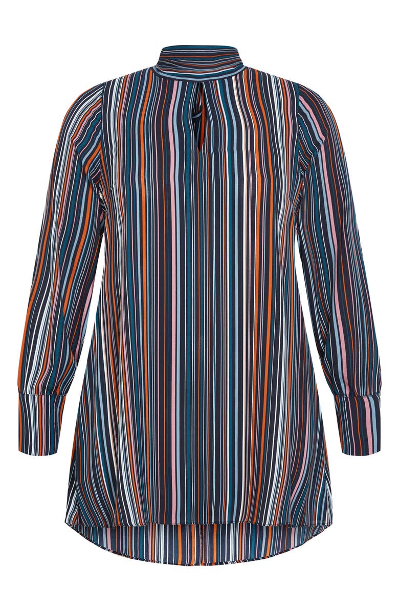 City Chic Illusion Stripe Tunic Top, Alternate, color, 