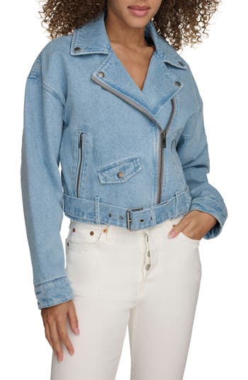 Levi's® Denim Crop Moto Jacket In Blue