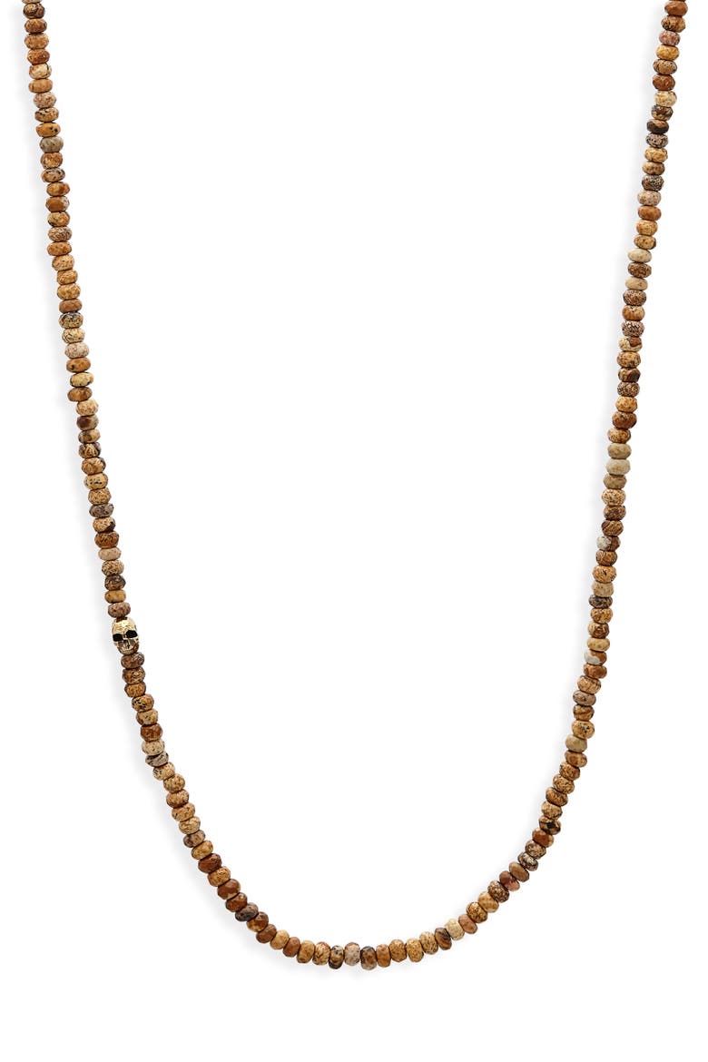 Men's Skull Beaded Necklace, Main, color, BRASS