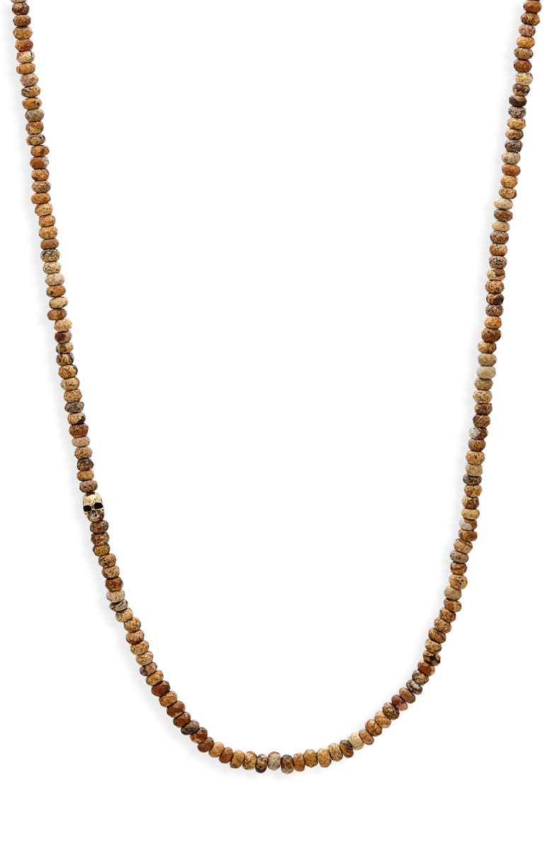 John Varvatos Men's Skull Beaded Necklace, Main, color, Brass