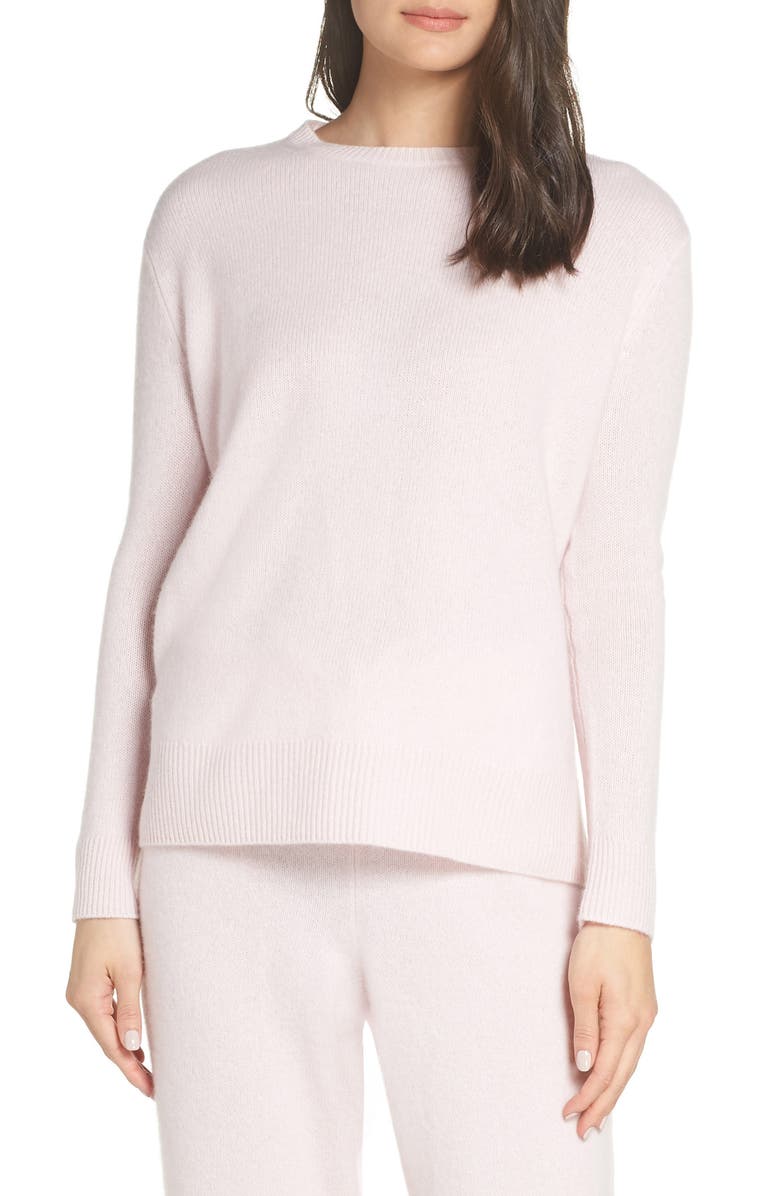 Something Navy Cashmere & Silk Crewneck Pullover, Main, color, 