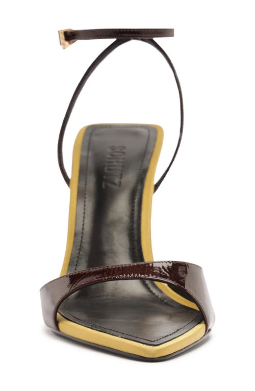 Schutz Elodie Ankle Strap Pointed Toe Wedge Sandal In Brown