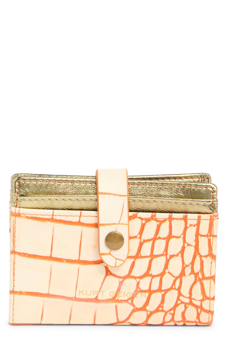 Shoreditch Croc Embossed Leather Card Case, Main, color, OPEN WHITE