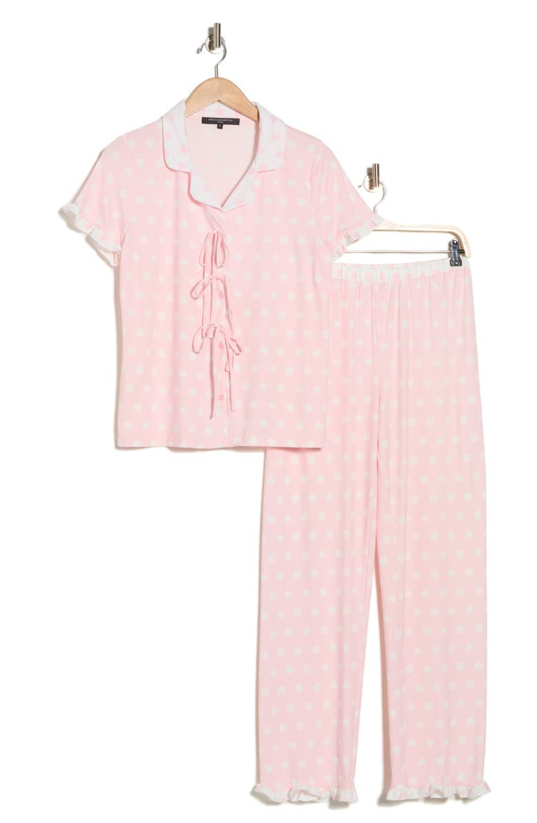 French Connection Tie Front Pajamas, Main, color, Icy Pink/White