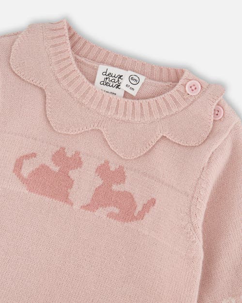 Deux Par Deux Girl Knitted Top And Pant Set In Pink