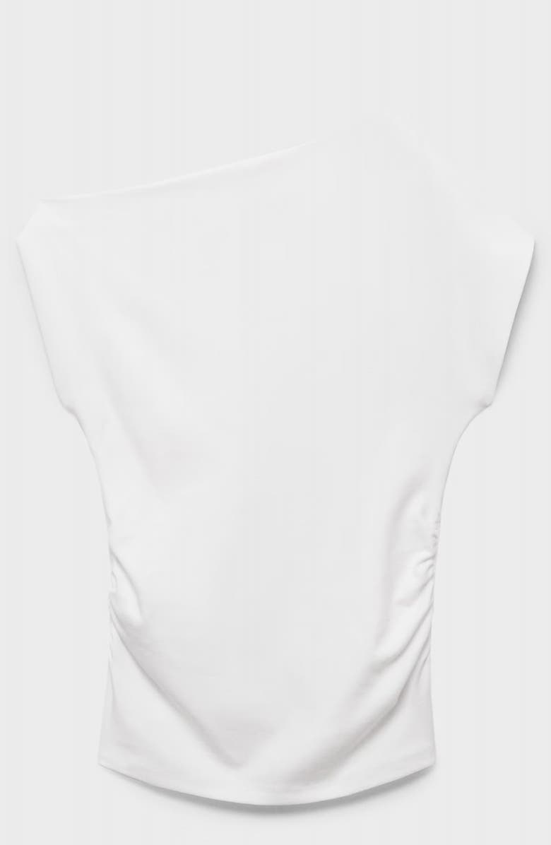 MANGO Drape One-Shoulder Top, Alternate, color, White