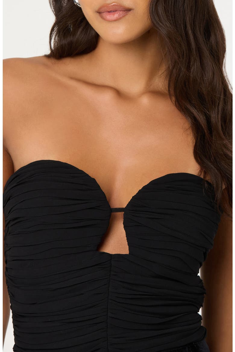 Maiya Ruched Strapless Top, Alternate, color, BLACK