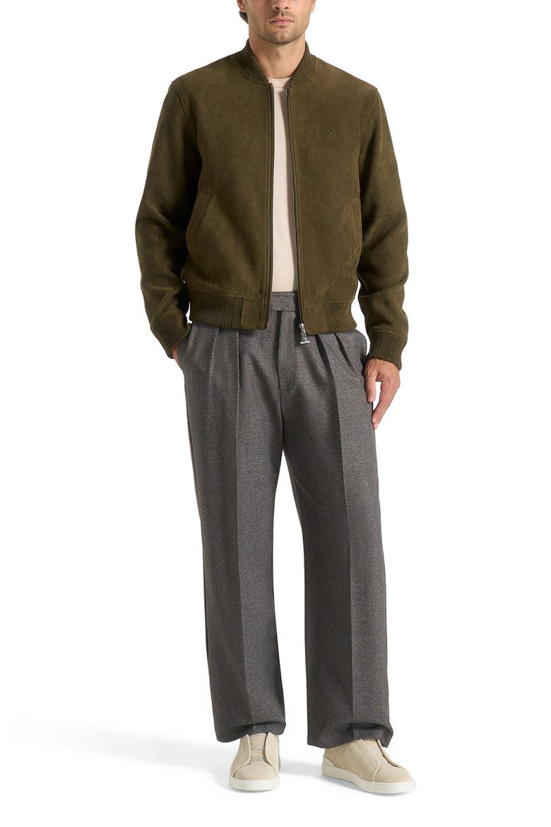 Arsene Suede Bomber Jacket, Main, color, Olive