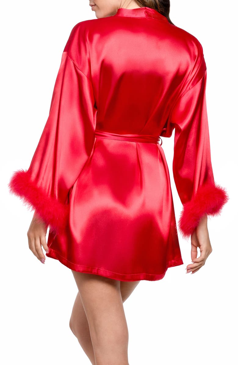 In Bloom by Jonquil Marabou Chemise & Wrap Set, Alternate, color, Scarlet