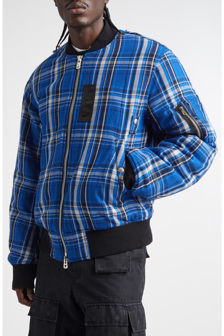 x Rafu Flannel Flight Jacket, Alternate, color, BLUE X BLACK
