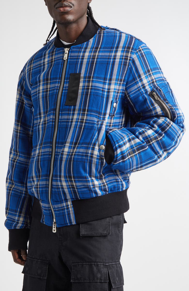 TAKAHIROMIYASHITA TheSoloist. x Rafu Flannel Flight Jacket, Alternate, color, Blue X Black