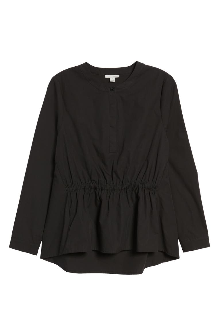 Cinched Front Peplum Top, Alternate, color, BLACK