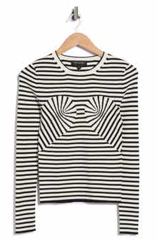 Striped Trompe l'Oeil Bow Sweater