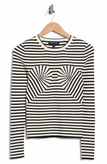Striped Trompe l'Oeil Bow Sweater