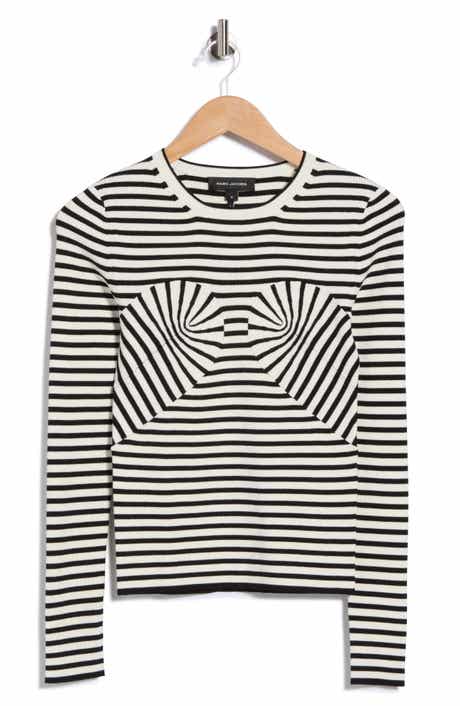 Striped Trompe l'Oeil Bow Sweater