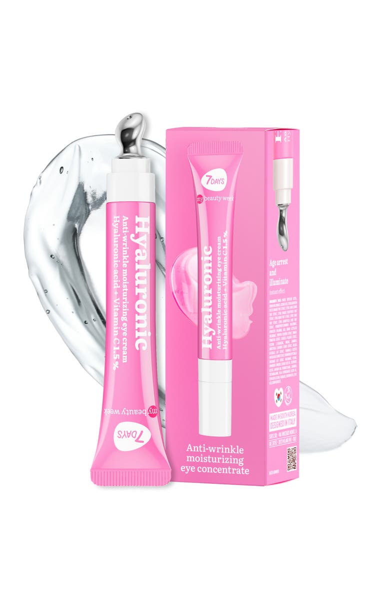 7DAYS Eye Cream with Hyaluronic acid for Hydrated, Brighter Looking Skin with Cooling Metal Applicator, Main, color, Clear