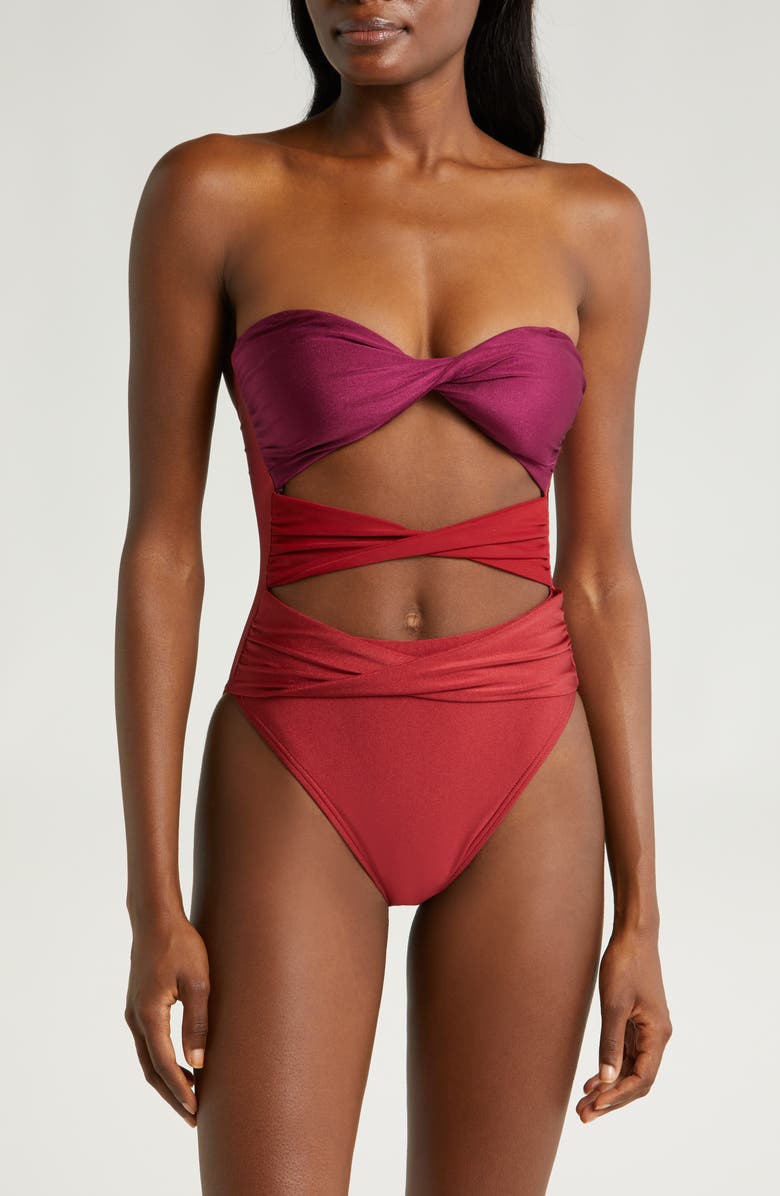 Villa Fresca Mia Twisted Cutout One-Piece Swimsuit, Main, color, 