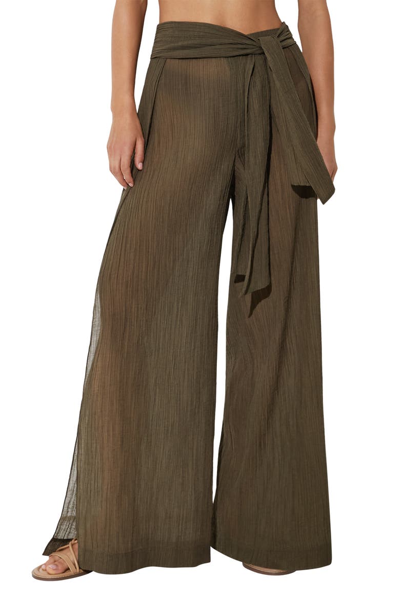Gemma Wide Leg Cover-Up Pants, Main, color, KHAKI GREEN