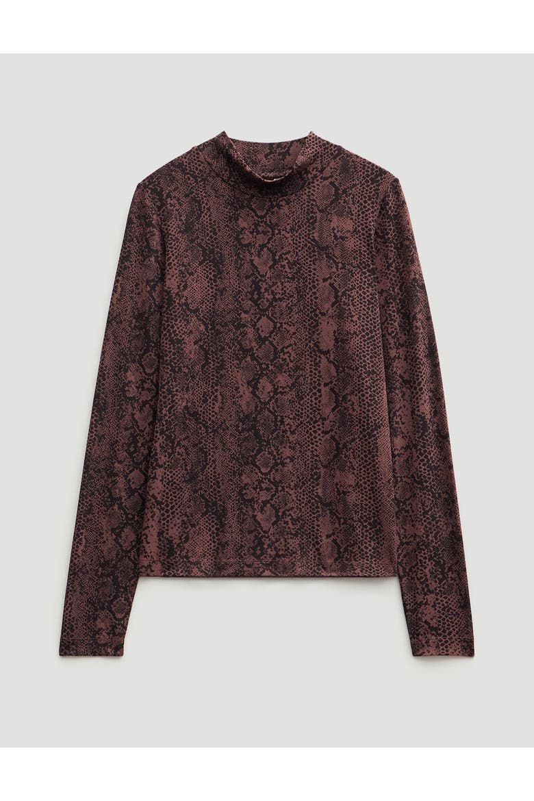 Printed Long Sleeve Top, Alternate, color, Snake Print Brown