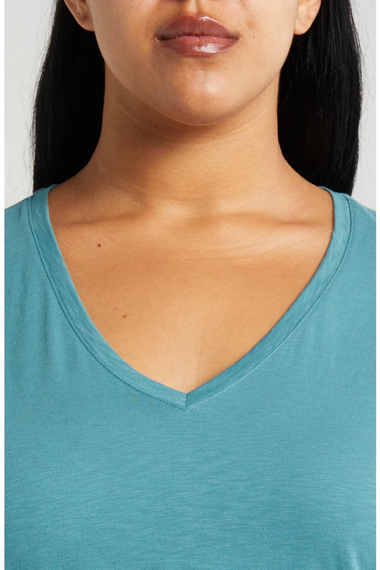 V-Neck Pima Cotton Slub T-Shirt, Alternate, color, TEAL HYDRO