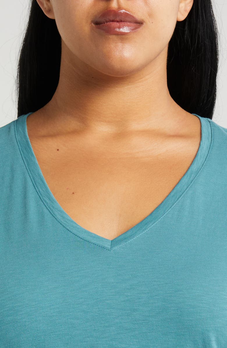 Nordstrom V-Neck Pima Cotton Slub T-Shirt, Alternate, color, Teal Hydro