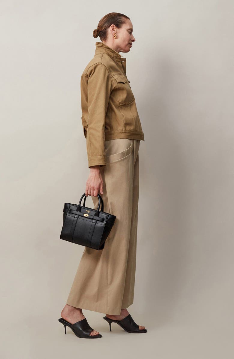 Mulberry Mini Zipped Bayswater Leather Tote, Alternate, color, A100 Black