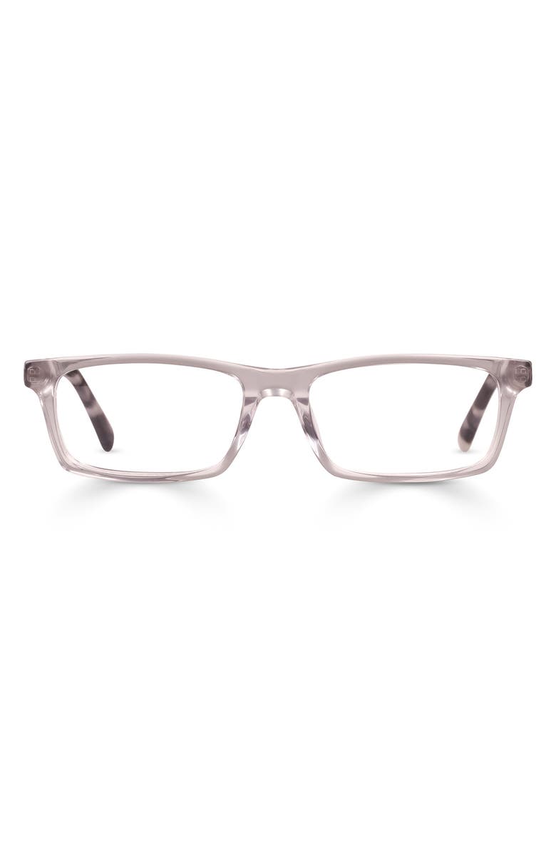 eyebobs Number Cruncher 53mm Rectangular Reading Glasses, Main, color, Smoke Grey / White Tortoise