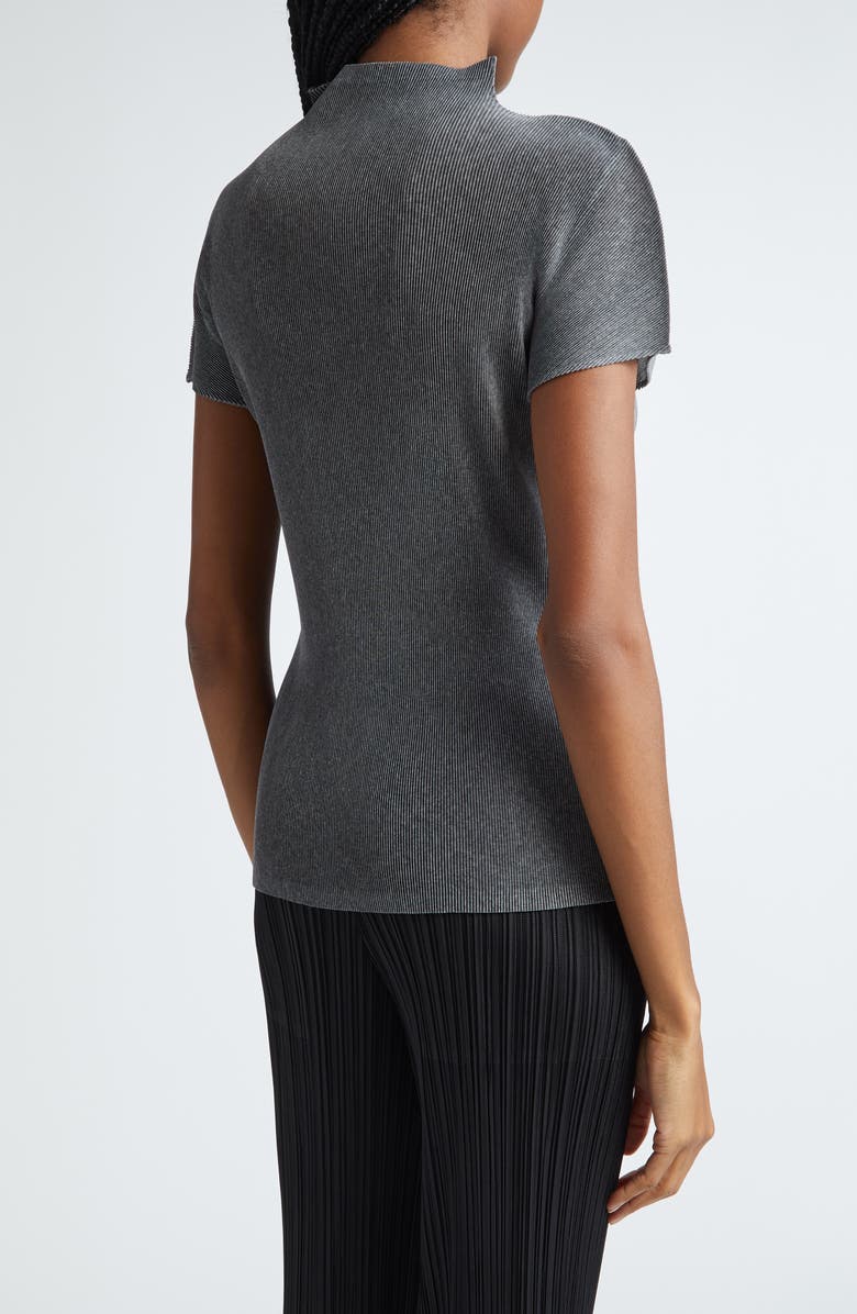 Pleats Please Issey Miyake Mist Basics Pleated Funnel Neck Top, Alternate, color, Light Gray