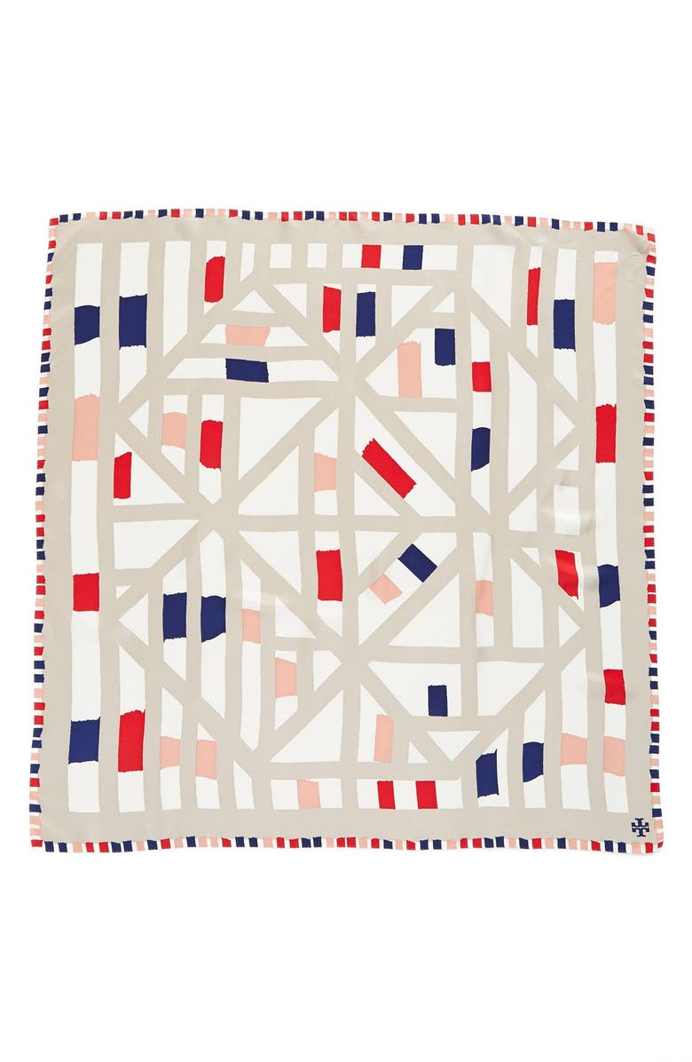 Tory Burch 'Legato' Printed Square Silk Scarf, Alternate, color,