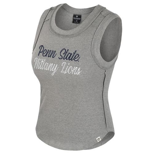 Colosseum Heather Gray Penn State Nittany Lions Beach You Ribbed Tri-blend Tank Top In Gray