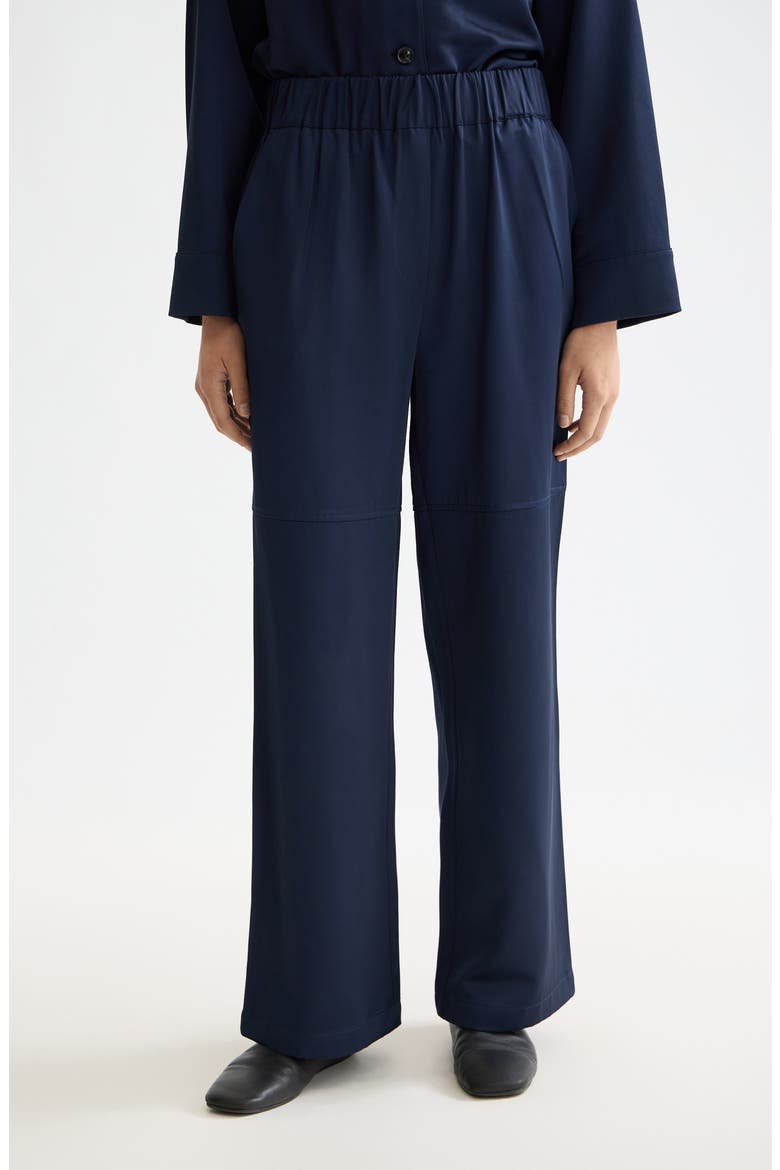 Noa High Waist Pull-On Wide Leg Pants, Main, color, PEACOAT