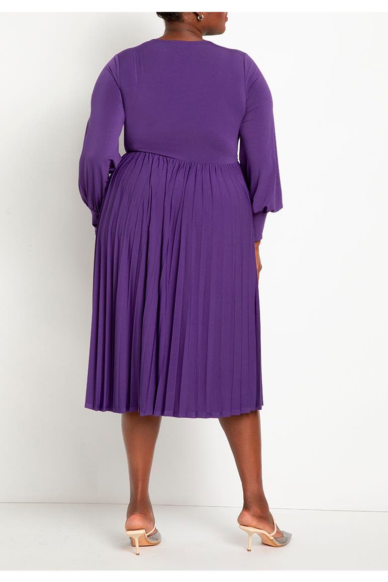 Knot Front Pleated Skirt Dress, Alternate, color, VIOLET INDIGO