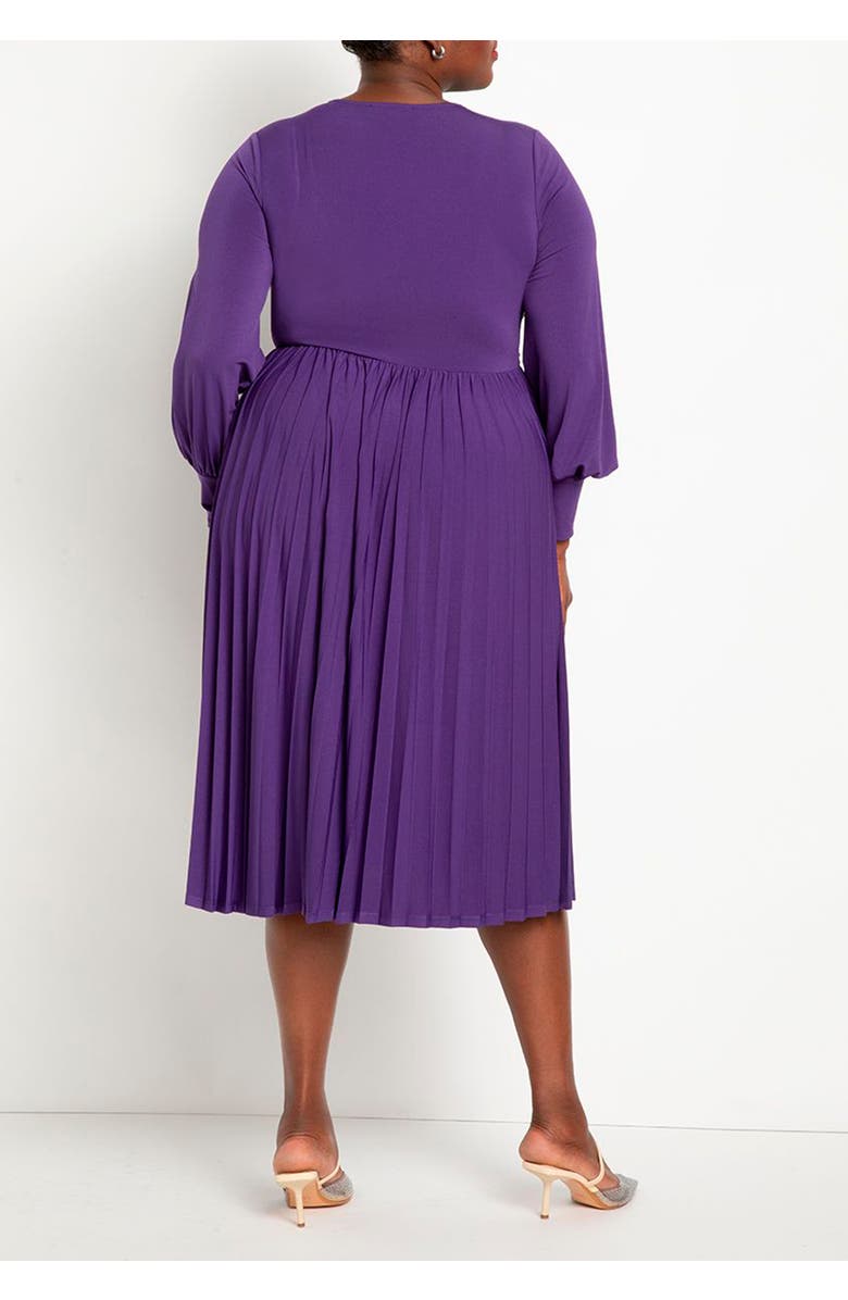 ELOQUII Knot Front Pleated Skirt Dress, Alternate, color, Violet Indigo