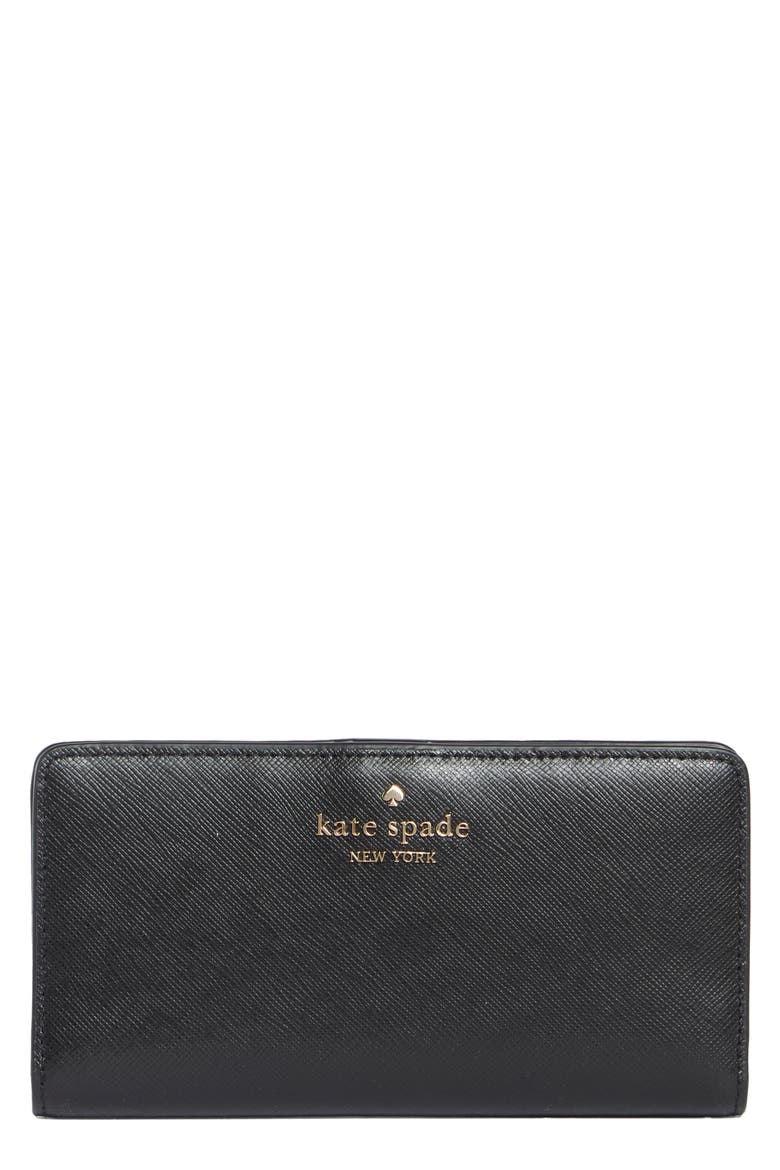 Madison Large Saffiano Leather Continental Wallet, Main, color, BLACK