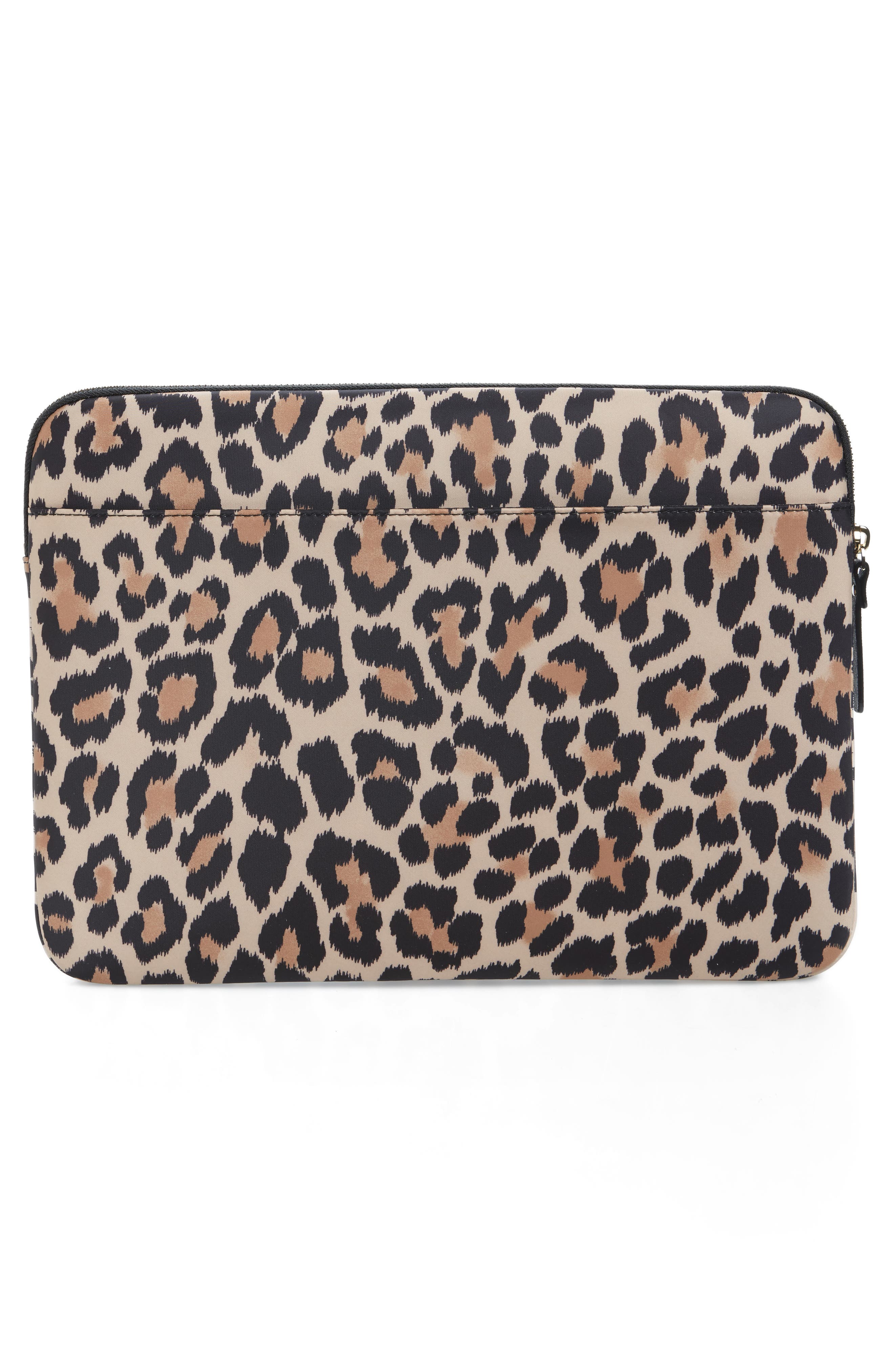Kate Spade New York leopard 13-Inch laptop sleeve, Alternate, color, 