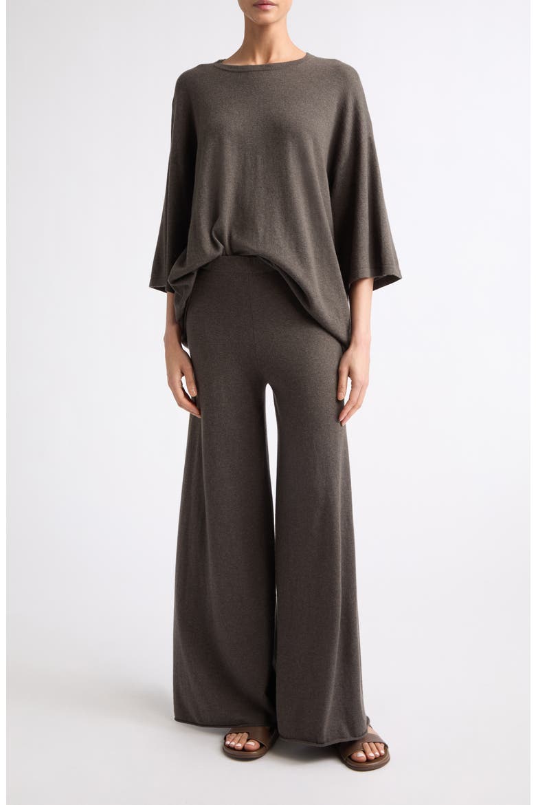 Agnette Oversize Cotton & Cashmere Sweater, Alternate, color, DEEP WALNUT