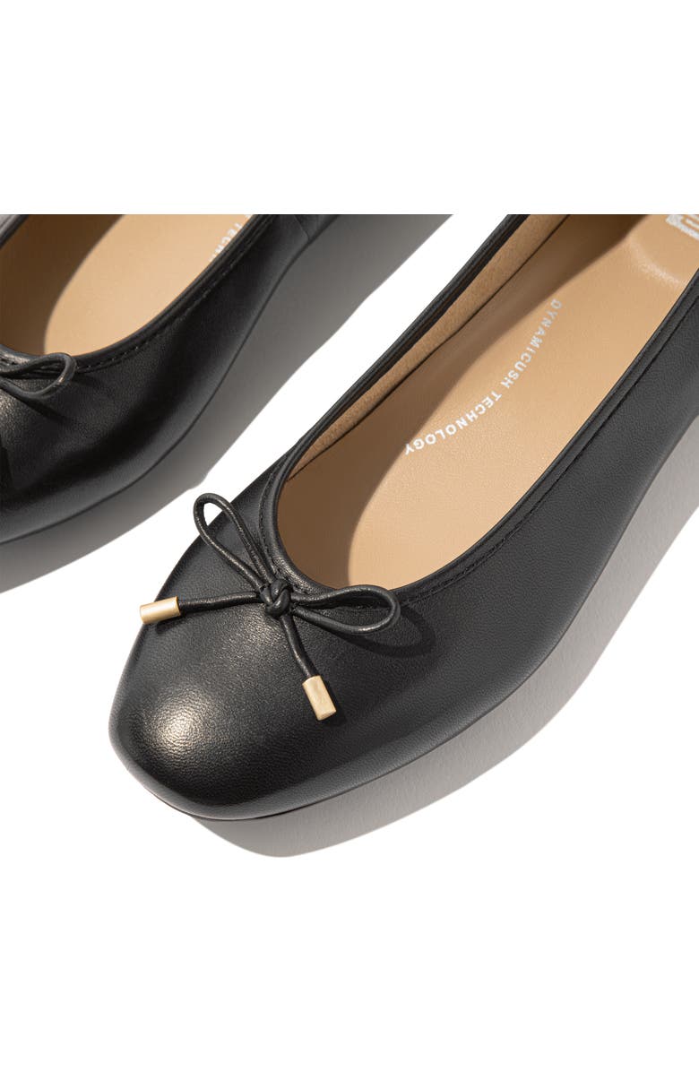 FitFlop Delicato Bow soft leather ballet flats, Alternate, color, Black