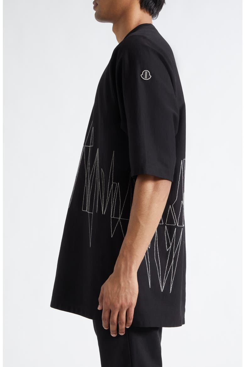 x Rick Owens Jumbo Embroidered Cotton T-Shirt, Alternate, color, BLACK
