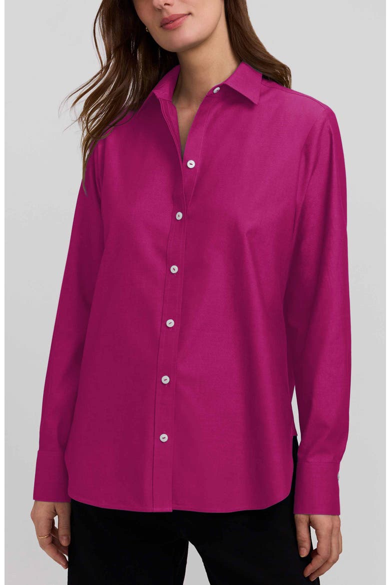 Meghan Solid Cotton Button-Up Shirt, Main, color, POMEGRANATE PINK