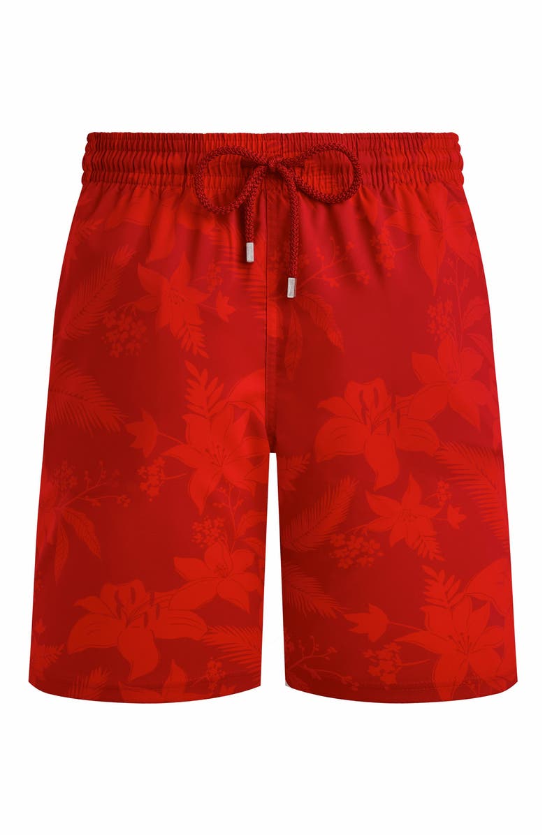 Vilebrequin Men's Flower Power Long Stretch Swim Shorts, Alternate, color, Lipstick