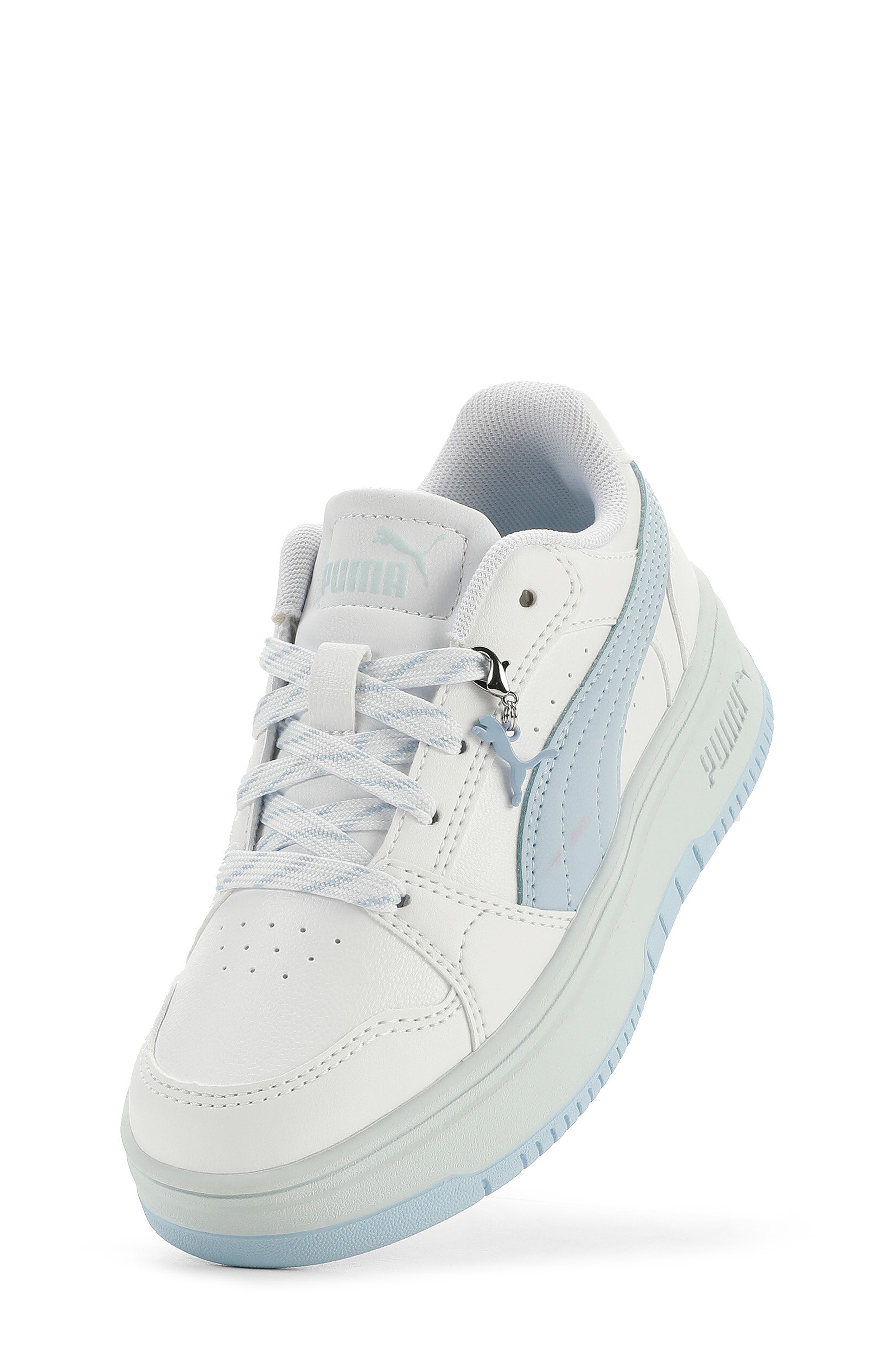 Kids' Rebound Femme Low Top Sneaker, Alternate, color, PUMA WHITE/ HAUTE TROPIC/ SEA