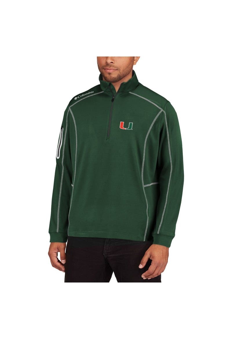 Men's Columbia Golf Green Miami Hurricanes Shotgun Omni-Wick Quarter-Zip Pullover Jacket, Alternate, color, Green