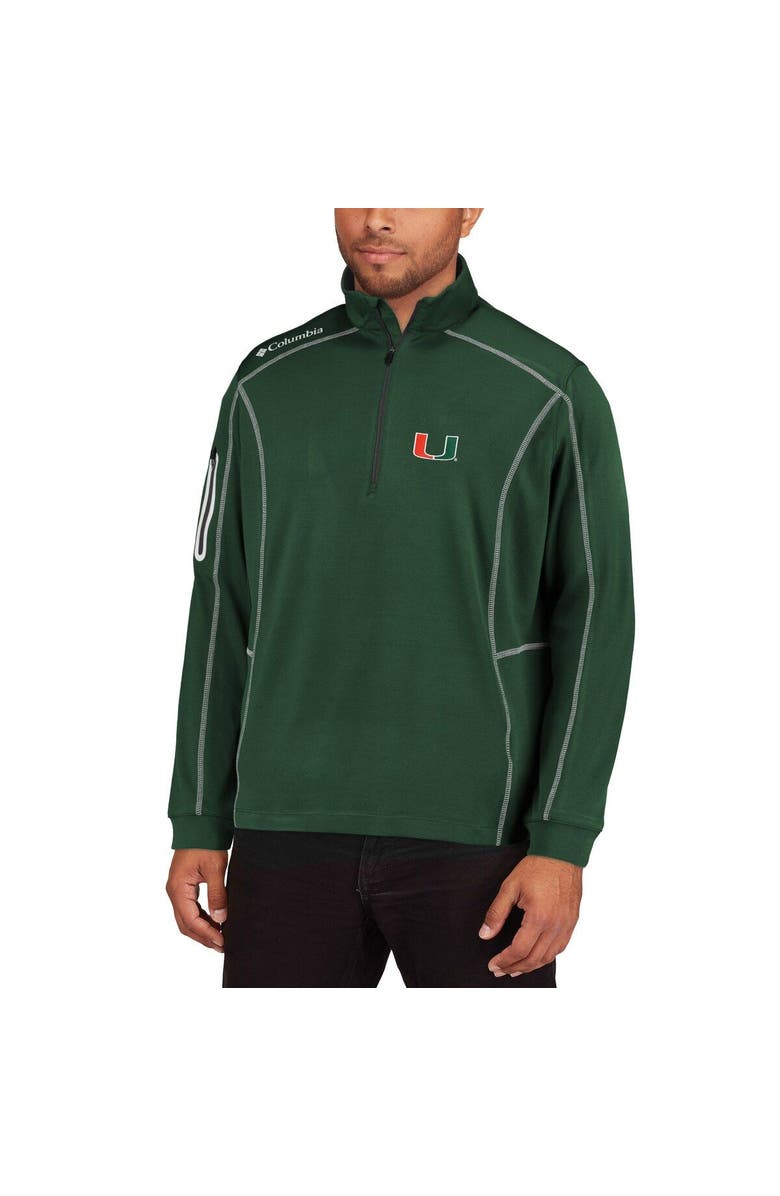 Columbia Men's Columbia Golf Green Miami Hurricanes Shotgun Omni-Wick Quarter-Zip Pullover Jacket, Alternate, color, 