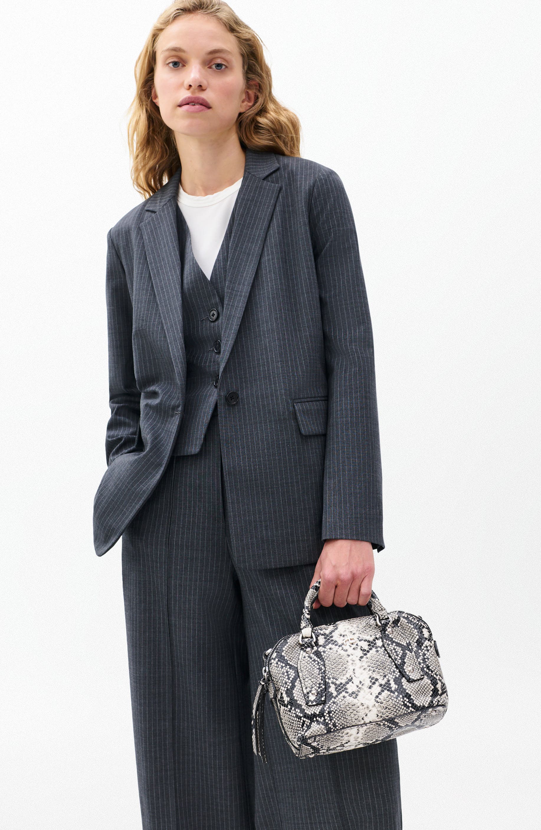 rag 
bone Small Gramercy Snakeskin Embossed Leather Satchel, Alternate, color, Natural