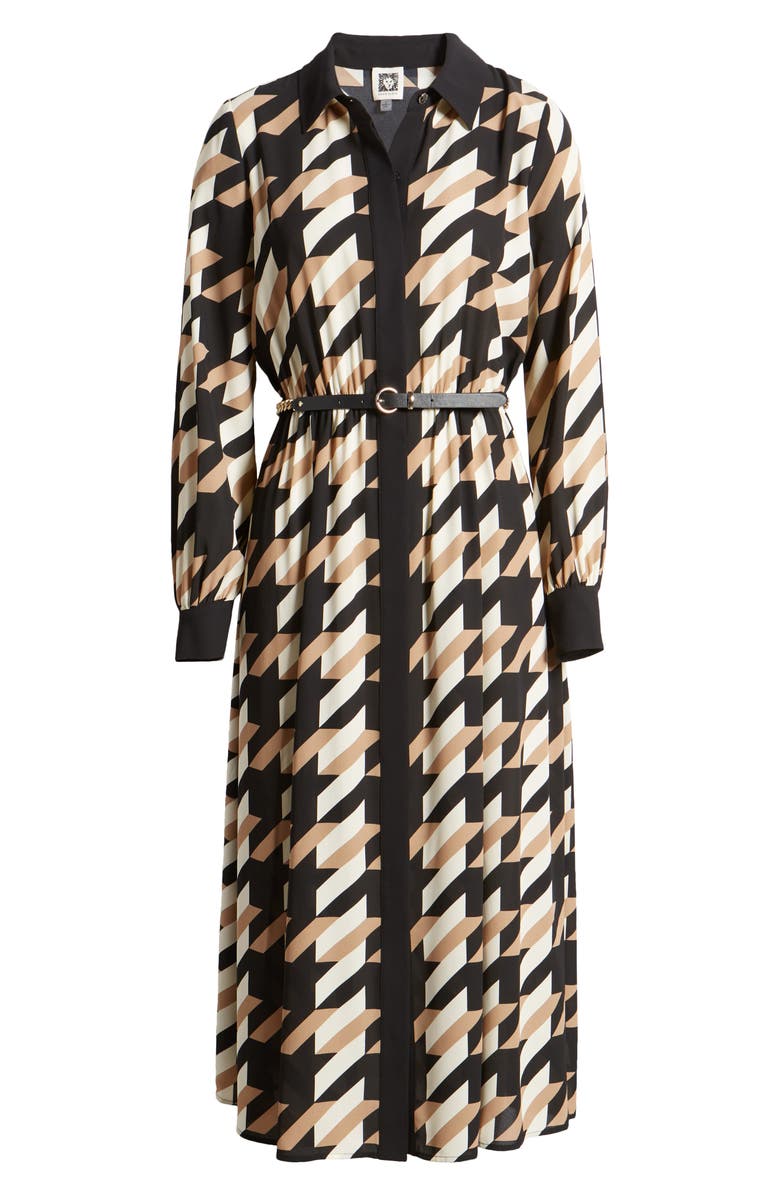 Anne Klein Geo Print Long Sleeve Shirtdress, Alternate, color, 