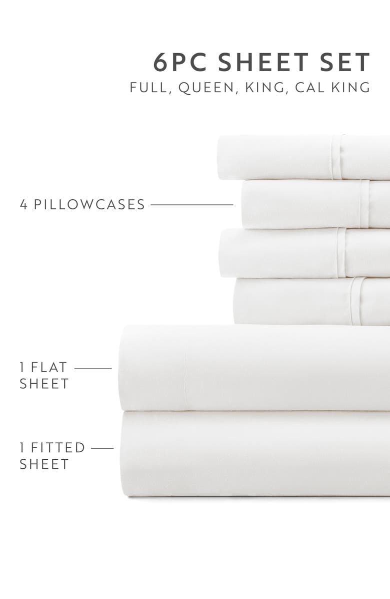 HOMESPUN 6-Piece Microfiber Solid Sheet Set, Alternate, color, White