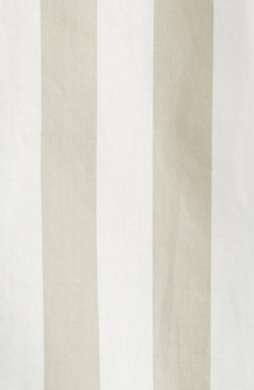 Frame Printed Button Front Short Sleeve Camp Shirt In Smoke Beige Stripe