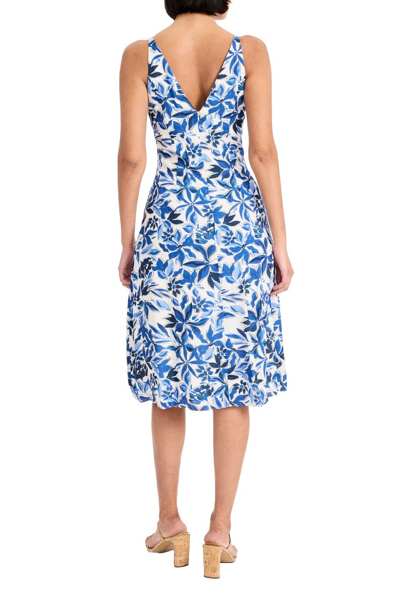 Floral Sleeveless Fit & Flare Midi Dress, Alternate, color, CREAM/ NAVY