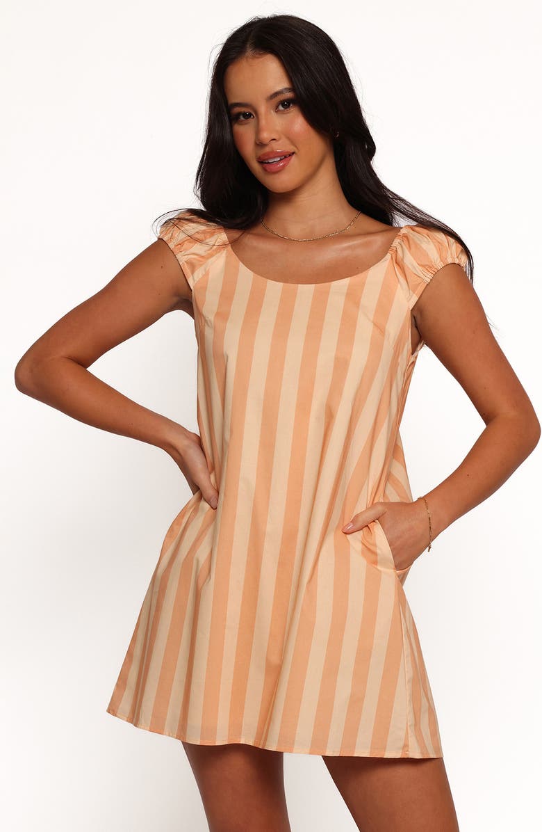 Petal & Pup Pammy Stripe Cotton Minidress, Alternate, color, Terracotta Stripe
