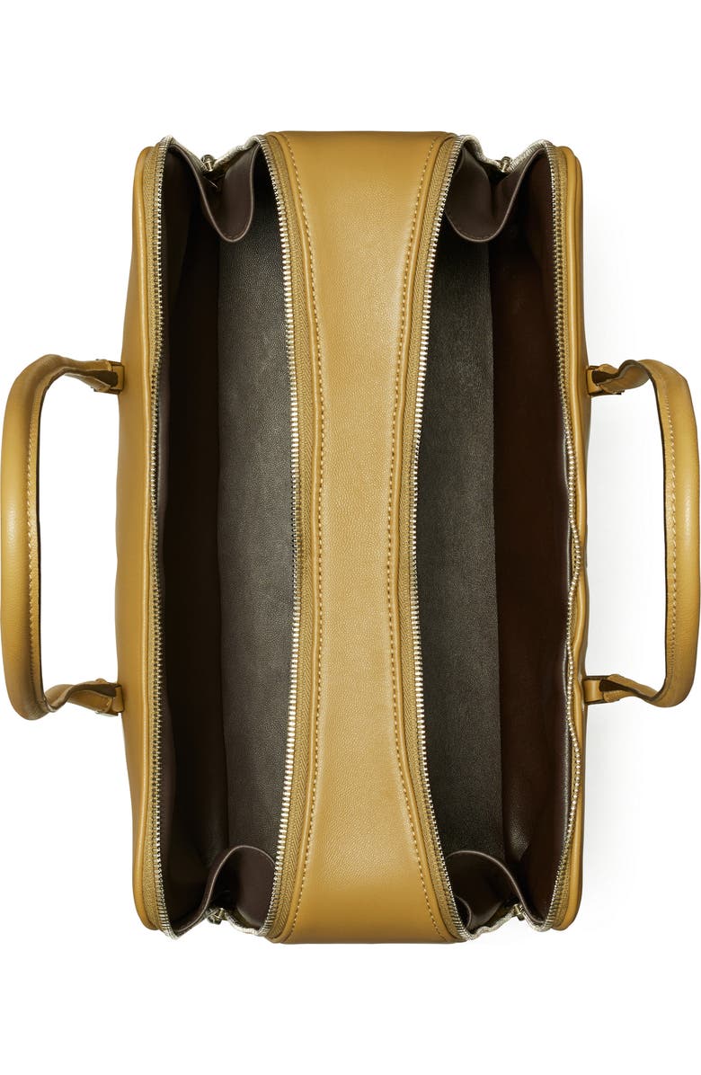 Tory Burch Marshmallow Leather Satchel, Alternate, color, Coconut Shell / Classic Brown